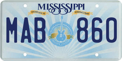 MS license plate MAB860