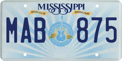 MS license plate MAB875