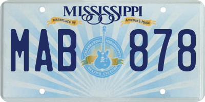 MS license plate MAB878