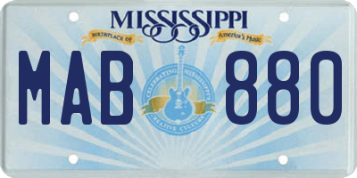 MS license plate MAB880