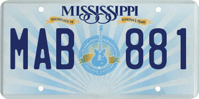 MS license plate MAB881