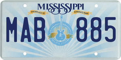 MS license plate MAB885