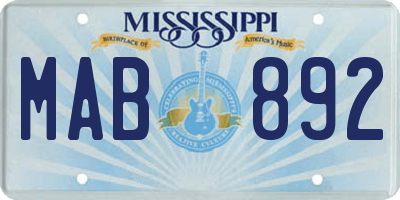 MS license plate MAB892