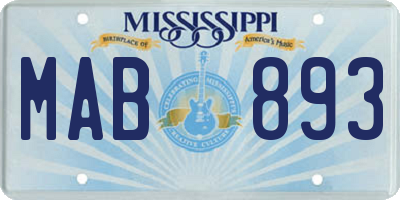 MS license plate MAB893