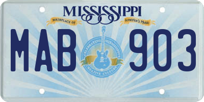 MS license plate MAB903