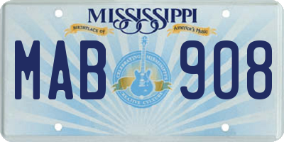 MS license plate MAB908
