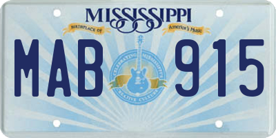 MS license plate MAB915