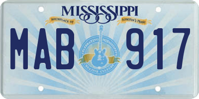 MS license plate MAB917