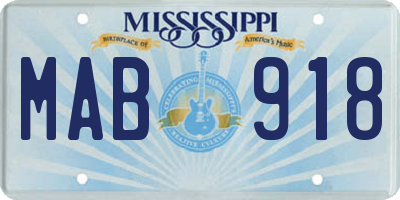 MS license plate MAB918