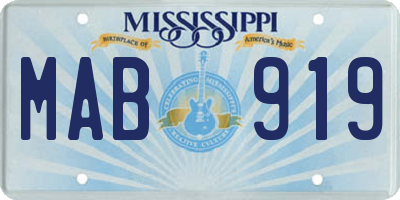 MS license plate MAB919