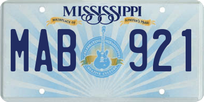 MS license plate MAB921