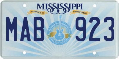 MS license plate MAB923