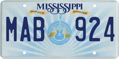 MS license plate MAB924