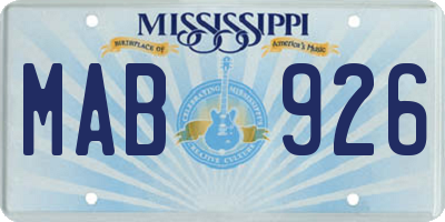 MS license plate MAB926