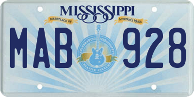 MS license plate MAB928