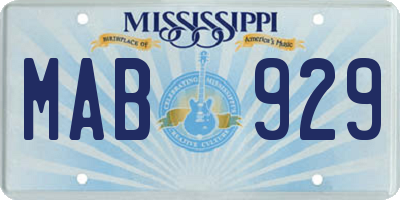 MS license plate MAB929