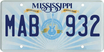MS license plate MAB932