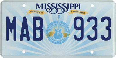 MS license plate MAB933