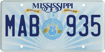 MS license plate MAB935