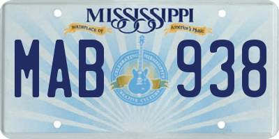 MS license plate MAB938