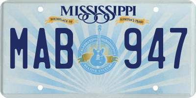 MS license plate MAB947
