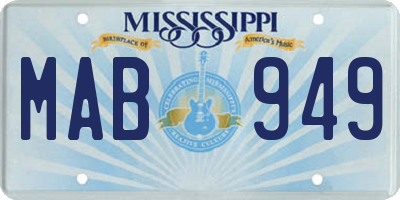 MS license plate MAB949