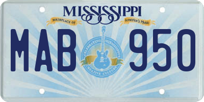 MS license plate MAB950