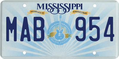 MS license plate MAB954