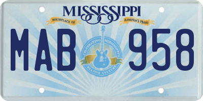 MS license plate MAB958