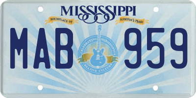 MS license plate MAB959