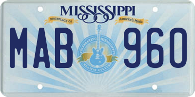 MS license plate MAB960