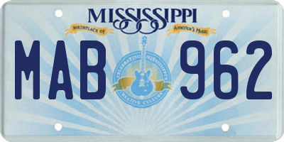 MS license plate MAB962