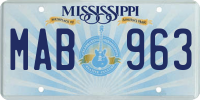 MS license plate MAB963