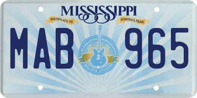 MS license plate MAB965