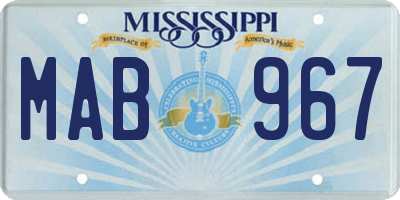 MS license plate MAB967
