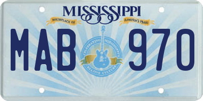 MS license plate MAB970