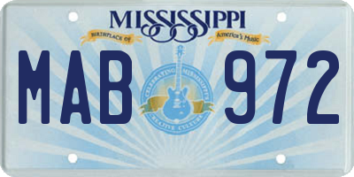 MS license plate MAB972