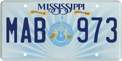 MS license plate MAB973