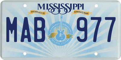 MS license plate MAB977