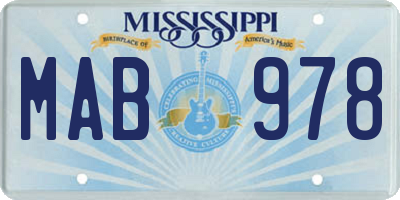 MS license plate MAB978