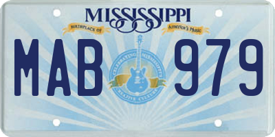MS license plate MAB979