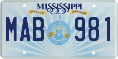 MS license plate MAB981