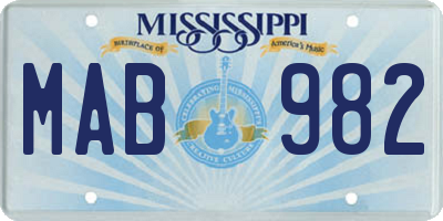 MS license plate MAB982