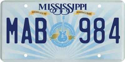 MS license plate MAB984