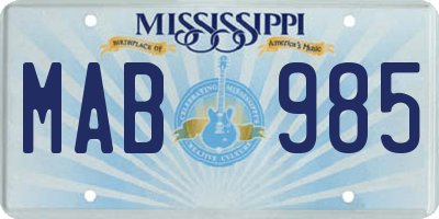 MS license plate MAB985