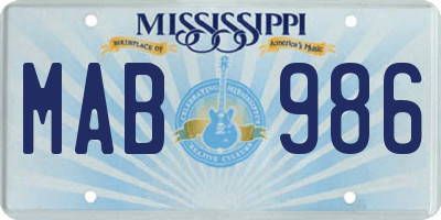MS license plate MAB986