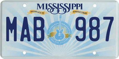 MS license plate MAB987