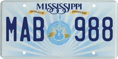 MS license plate MAB988