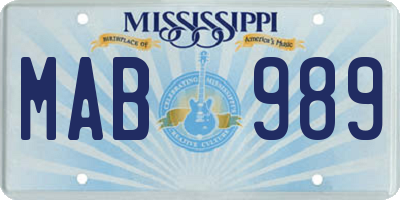 MS license plate MAB989