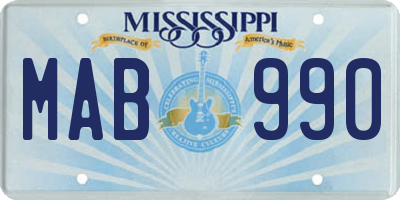 MS license plate MAB990